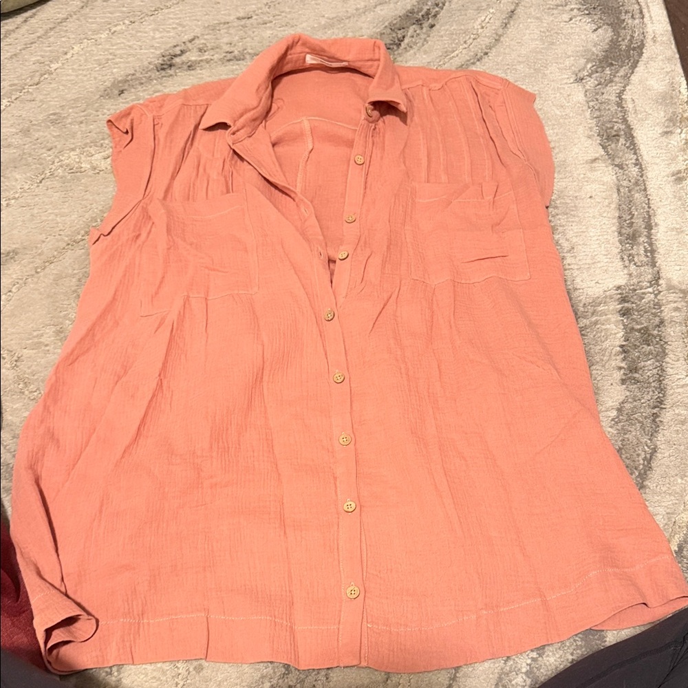 TALULAH Coral Button-Down Shirt
